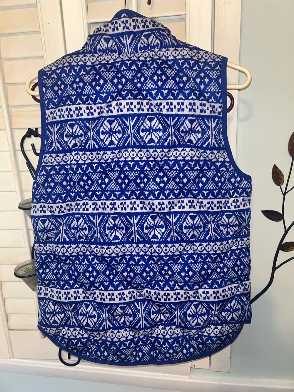 J. Crew Royal Blue Fair Isle Quilted Vest